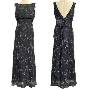 Scott McClintock 80s 90s Floral Maxi Dress 12 Fairy Romantic Velvet Empire Waist